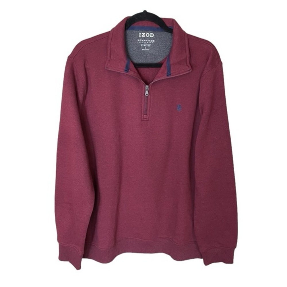 Izod‎ Burgundy Quarter Zip Pull Over Sweatshirt Sweater Golf Size Large